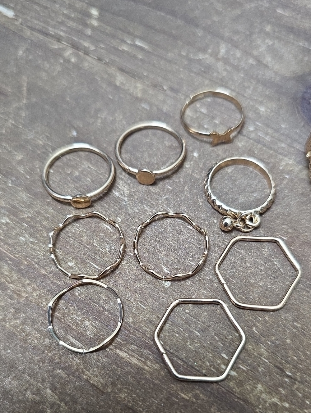 Gold Color Stackable Midi Rings Set - Picture 2 of 4